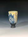 Floral Blue and White Wood Fired Chalice
