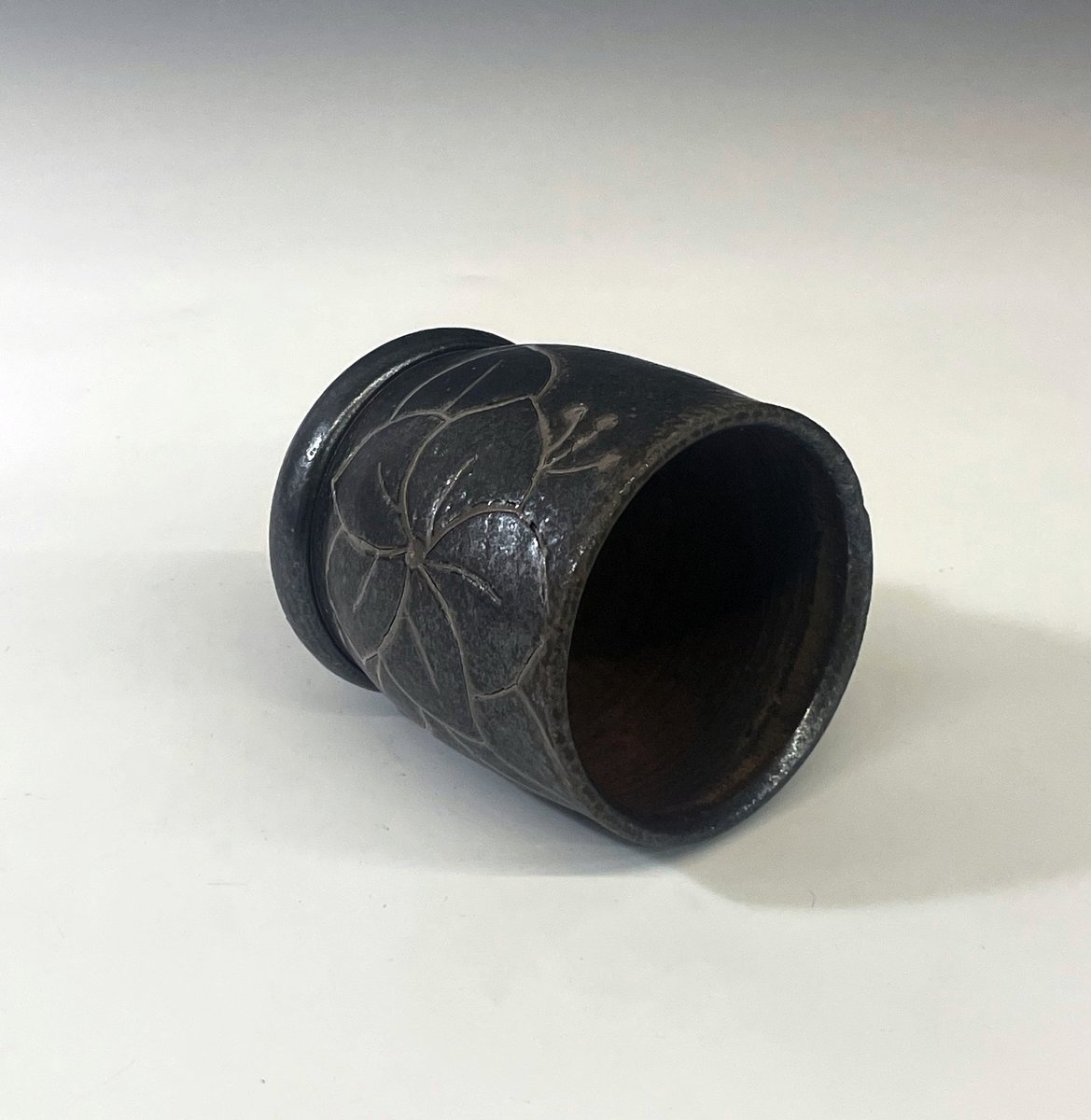 Dark Brown Carved Bubble Cup