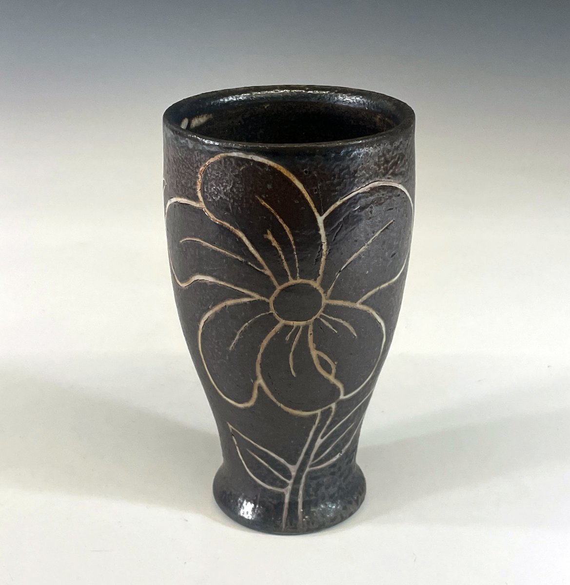 Dark brown floral cup