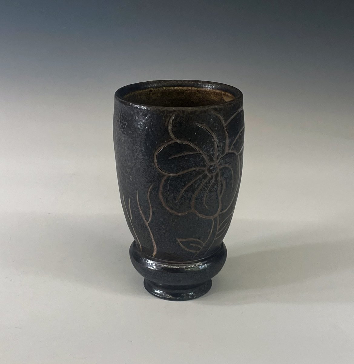 Dark Brown Carved Bubble Cup