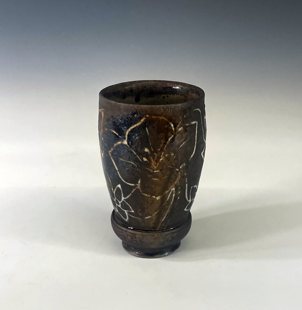 Dark Brown Carved Bubble Cup