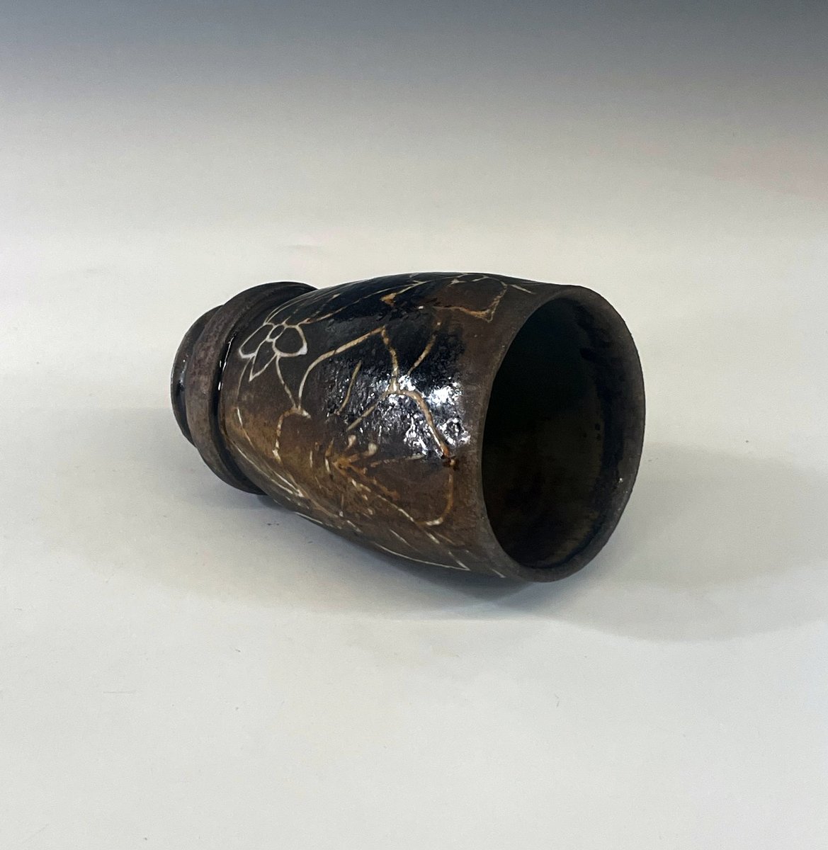 Dark Brown Carved Bubble Cup