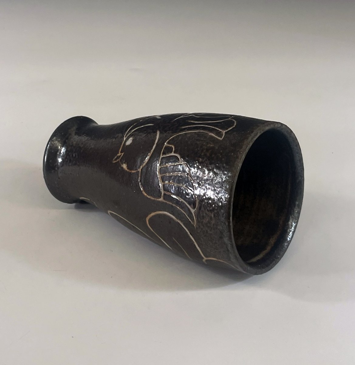 Dark brown floral cup