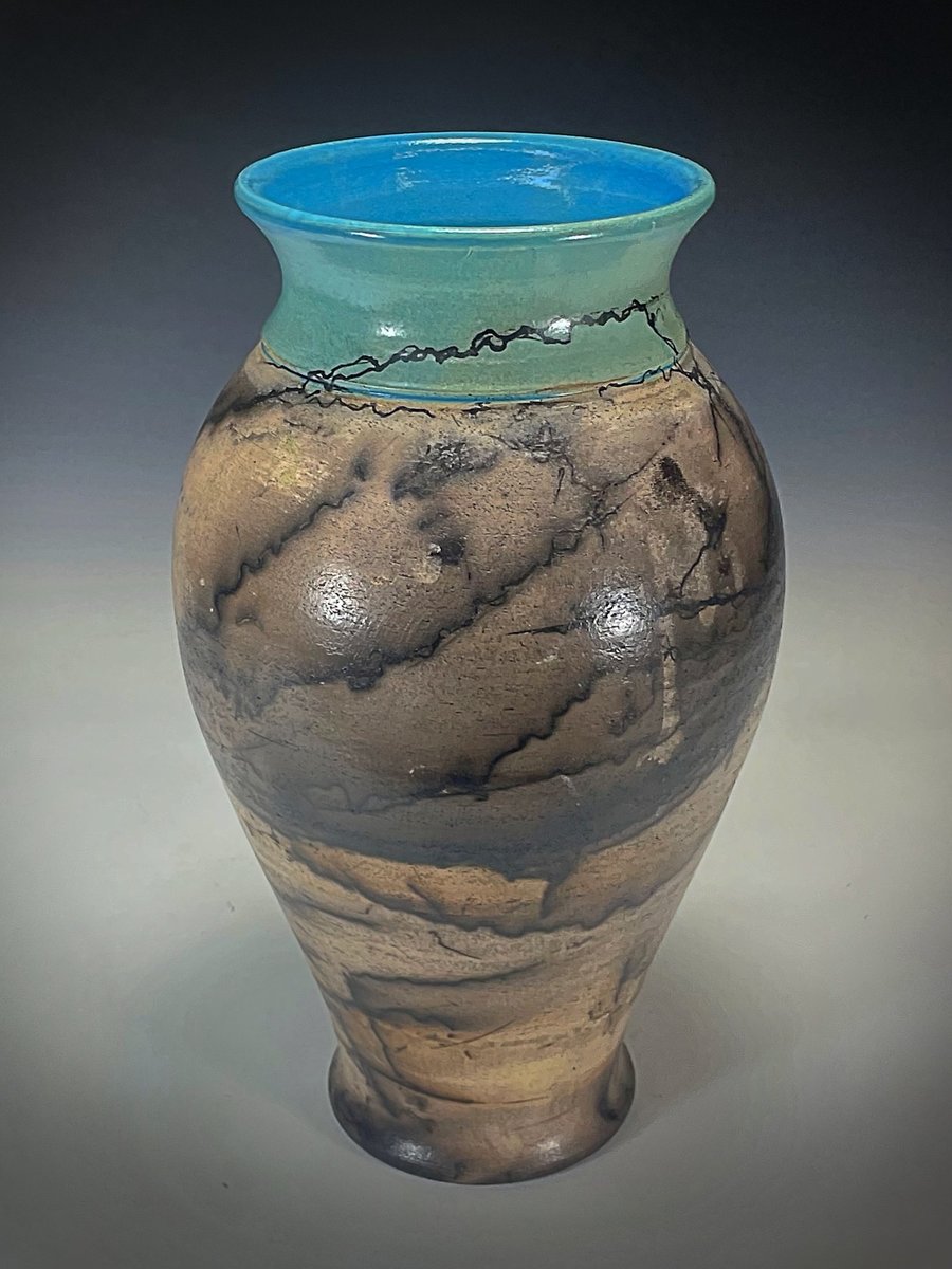Horse hair raku vase
